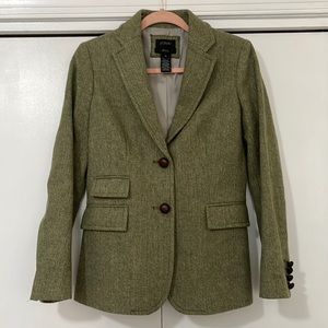 J. Crew green herringbone blazer
